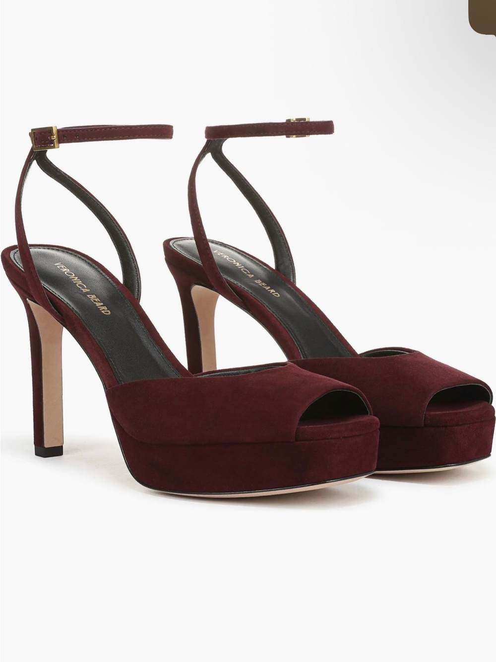 Veronica Beard Brianne Raisin Suede Platform Peep-Toe Ankle-Strap Heels NEW BOX